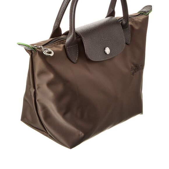 Longchamp Le Pliage Green Small Canvas Short Handle Handbag, Brown - Picture 3 of 4